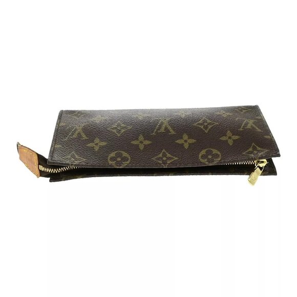 LOUIS VUITTON Logo BUCKET GM Pouch Bag Monogram Leather Brown France 60EE076 - Picture 9 of 12